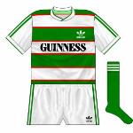 1984-85 Home:
Green-socked variation of initial kit.